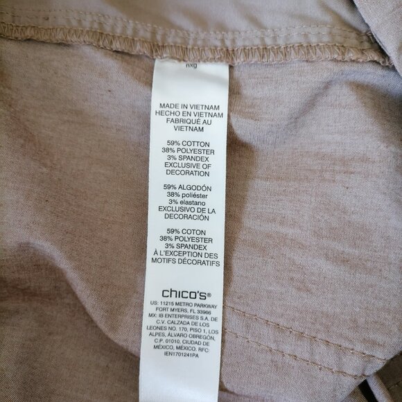 NWT Chico's Womens Beige Mid Rise Embroidered Hem Capri Pants Size 0.5 US XS - Picture 7 of 8